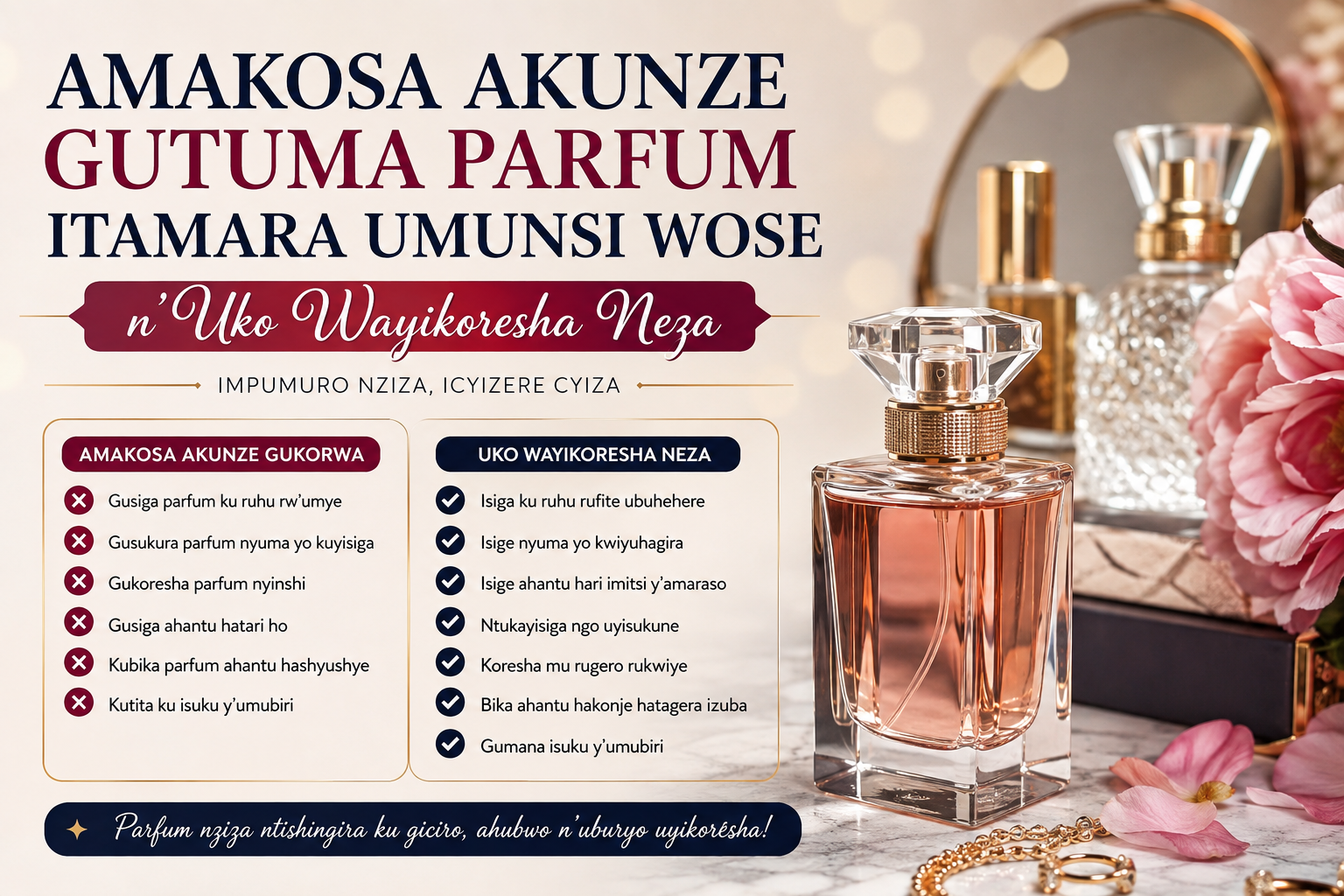 Amakosa Akunze Gutuma Parfum Itamara Umunsi Wose n’Uko Wayikoresha Neza Kugira Ngo Impumuro Irusheho Kuramba