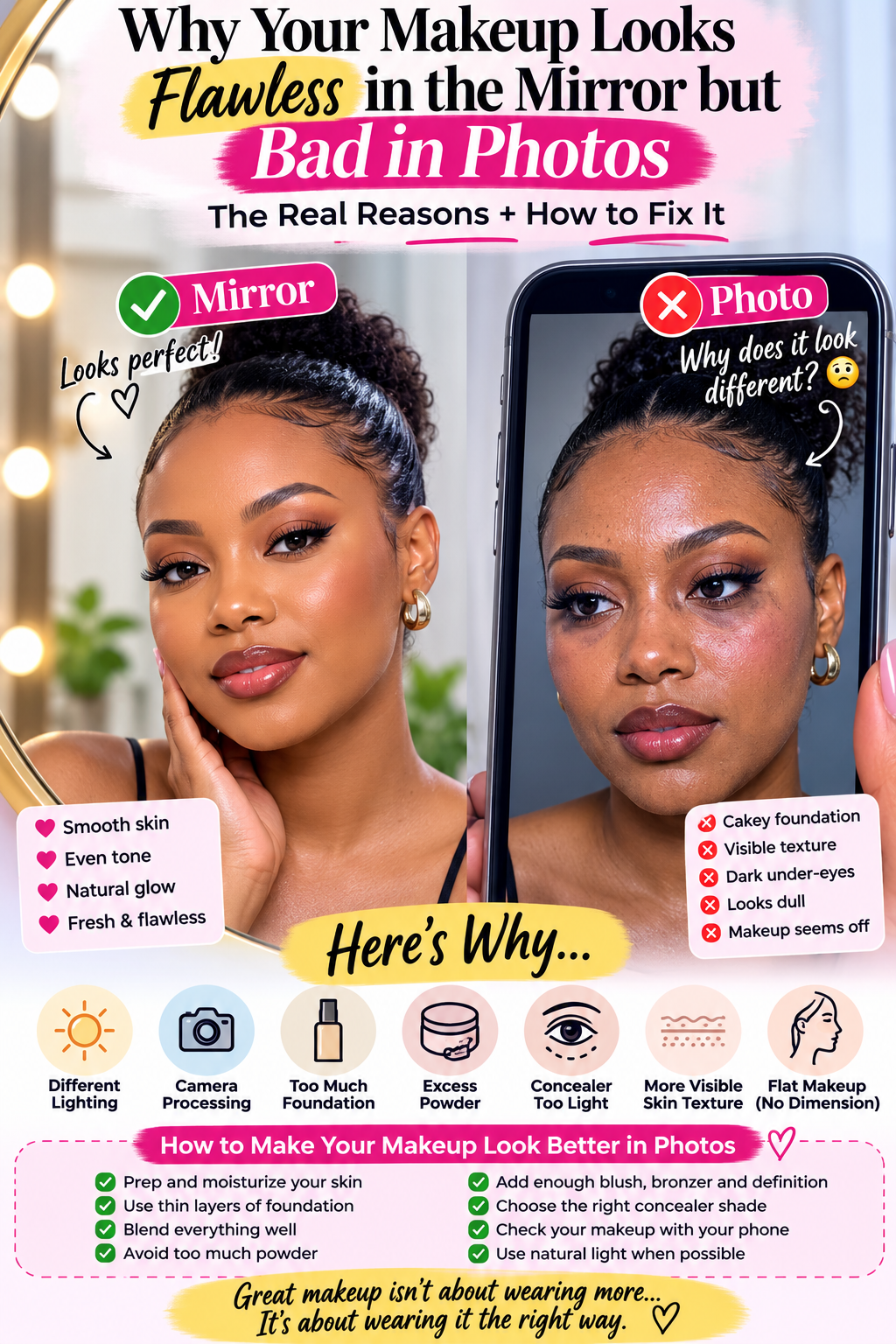 # Why Your Makeup Looks Flawless in the Mirror but Bad in Photos